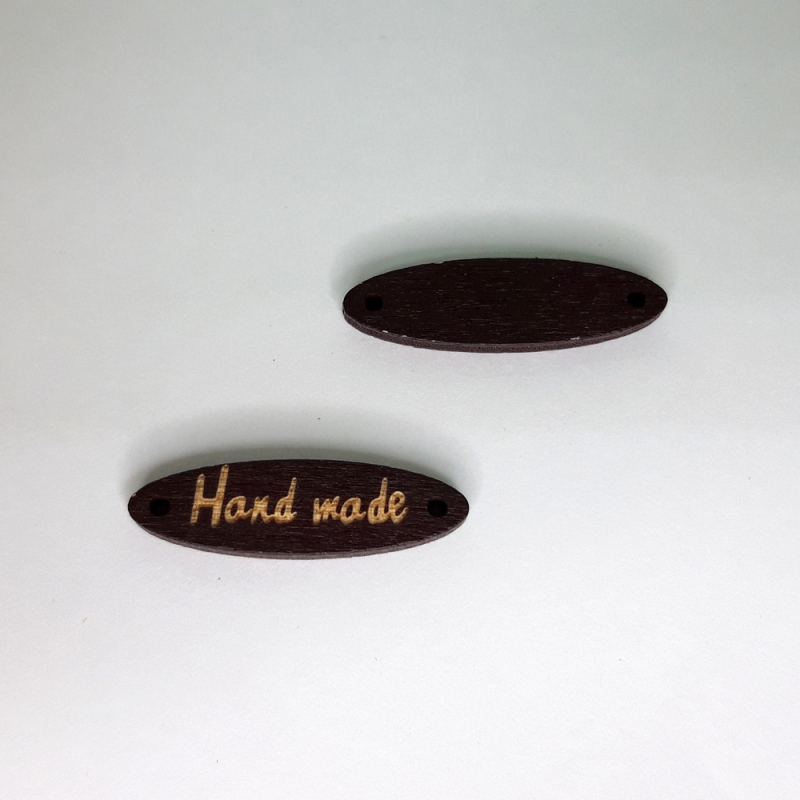 картинка Бирка деревянная "Hand made" 2,8х0,8см цв.коричневый(5683) от магазина Пряжа Макошь Ярославль