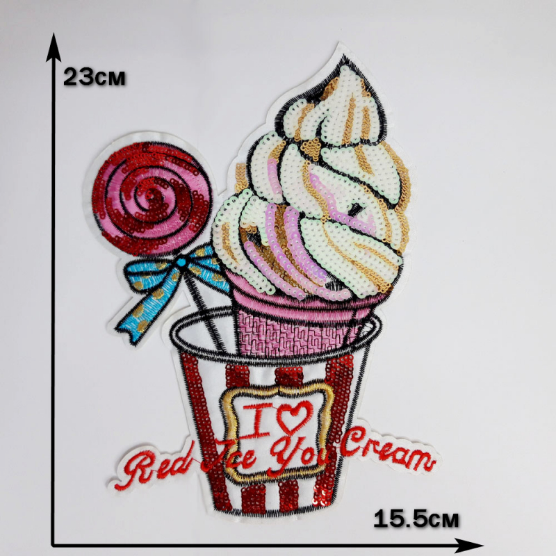 картинка Термонаклейка - Мороженое пайетками 23 х 15.5см от магазина Пряжа Макошь Ярославль