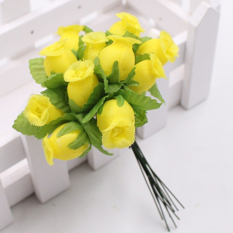 картинка Розы из шелка 1,5см-12шт. цв.желтый от магазина Пряжа Макошь Ярославль