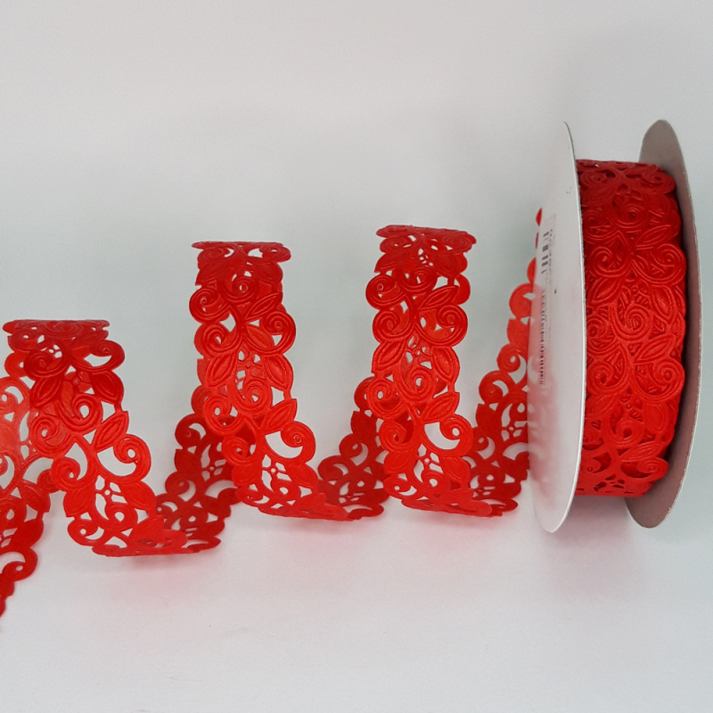 картинка Лента декоративная 25мм-1м резная цв.красный от магазина Пряжа Макошь Ярославль