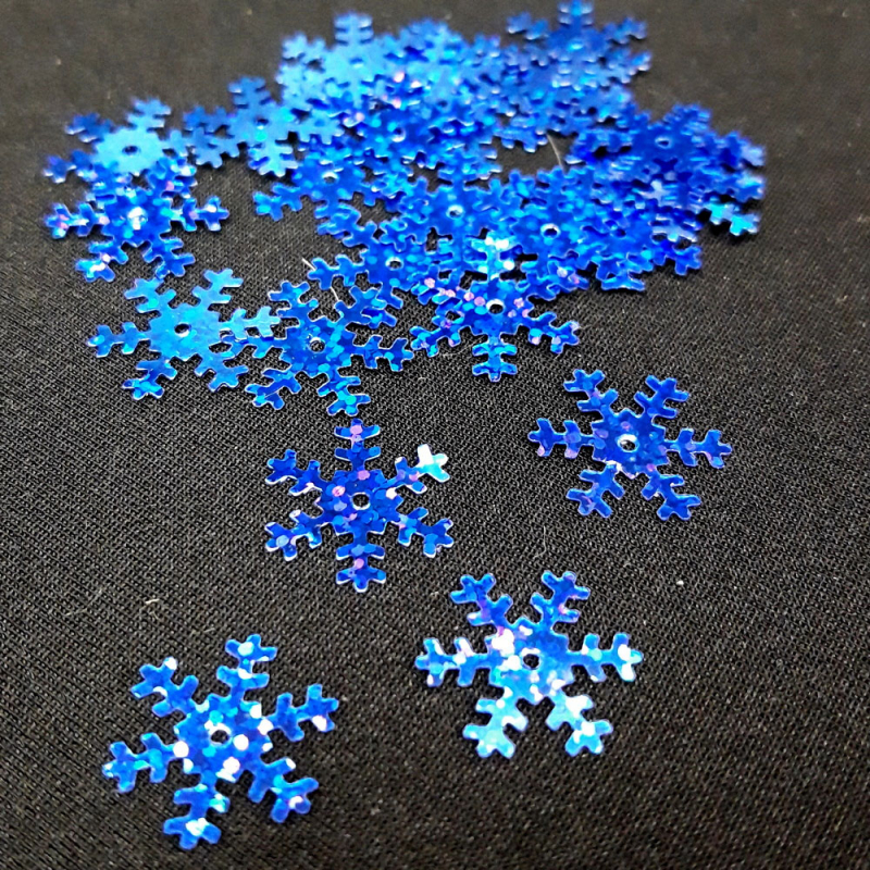 картинка Пайетки "Снежинки" 18мм цв.синий от магазина Пряжа Макошь Ярославль