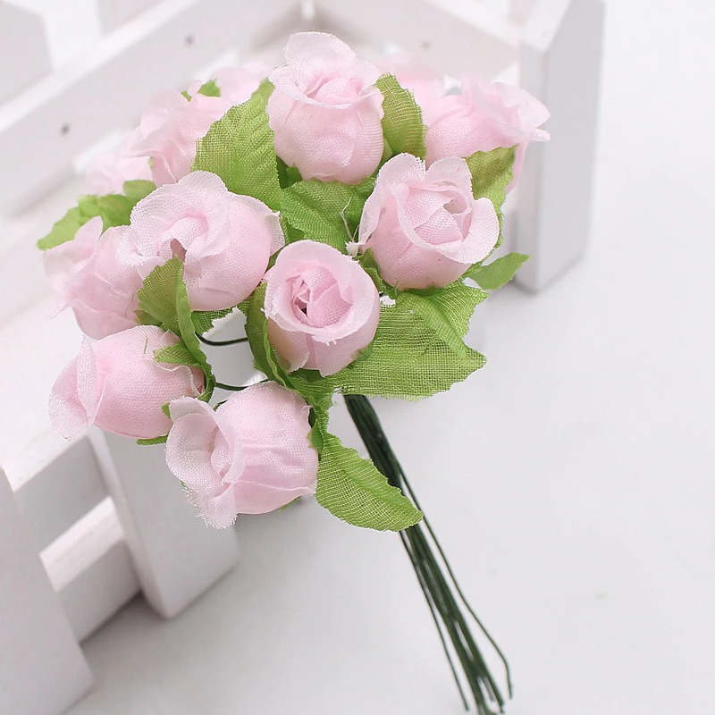 картинка Розы из шелка 1,5см-12шт. цв.нежно-розовый от магазина Пряжа Макошь Ярославль