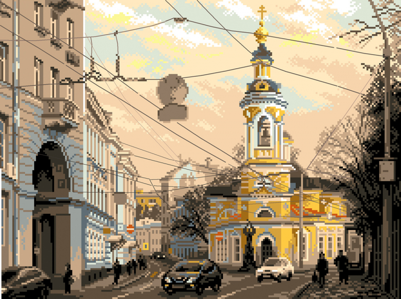 картинка Канва с нанесенным рисунком "Москва, ул. Солянка" 37х49см от магазина Пряжа Макошь Ярославль