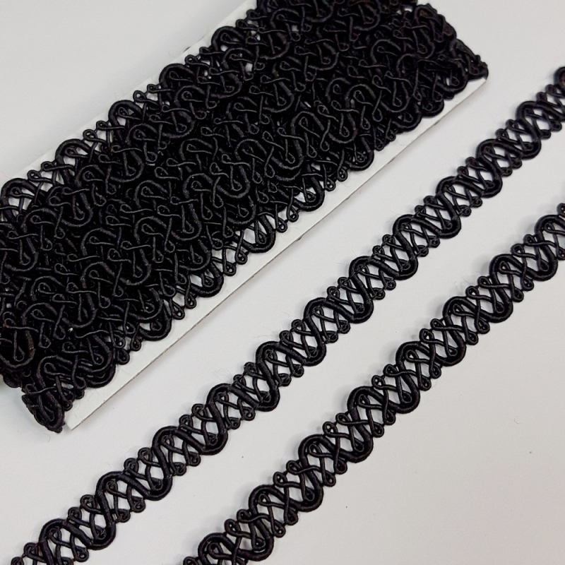 картинка Тесьма плетение зигзаг 10мм-3м цв.черный от магазина Пряжа Макошь Ярославль