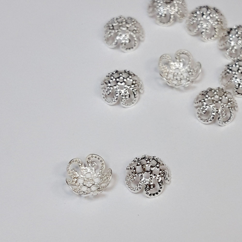 картинка Шапочки для бусин 10мм-10шт серебро от магазина Пряжа Макошь Ярославль