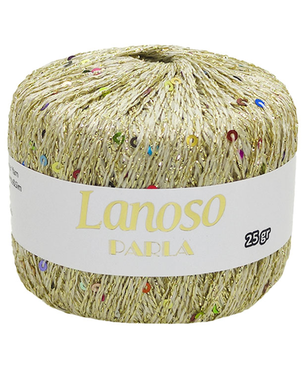 картинка Lanoso PARLA-1300 Золото с цветными пайетками от магазина Пряжа Макошь Ярославль
