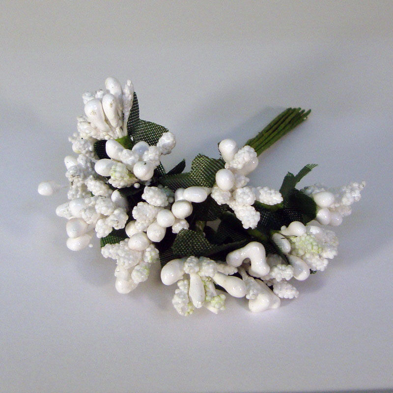 картинка Букетик тычинок с зеленью-12шт. цв.белый от магазина Пряжа Макошь Ярославль