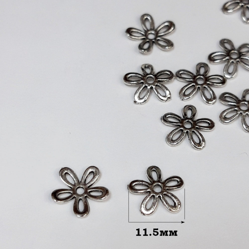 картинка Шапочки для бусин 11,5х2мм-10шт цв.серебро, отверстие 1,5мм от магазина Пряжа Макошь Ярославль