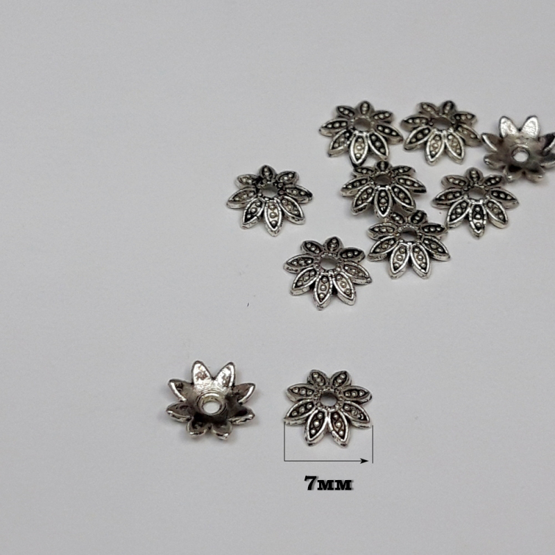 картинка Шапочки для бусин 7х1.5мм-10шт цв.серебро, отверстие1мм от магазина Пряжа Макошь Ярославль