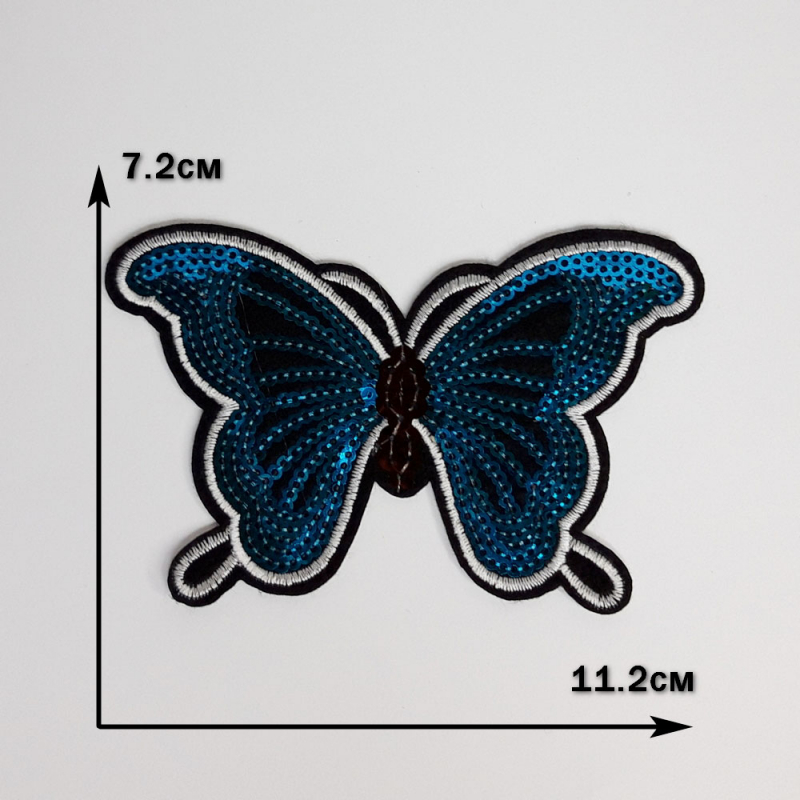 картинка Термонаклейка - Бабочка пайетками 7.2 х 11.2см от магазина Пряжа Макошь Ярославль