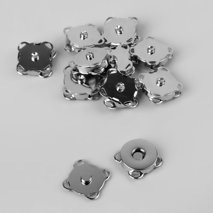 картинка Кнопка магнитная пришивная, D=14 мм.  цв.серебряный от магазина Пряжа Макошь Ярославль