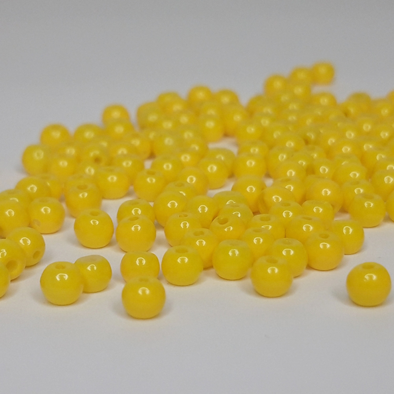 картинка Бусины Солид Раунд 4мм-25±2шт. цв.46 желтый от магазина Пряжа Макошь Ярославль