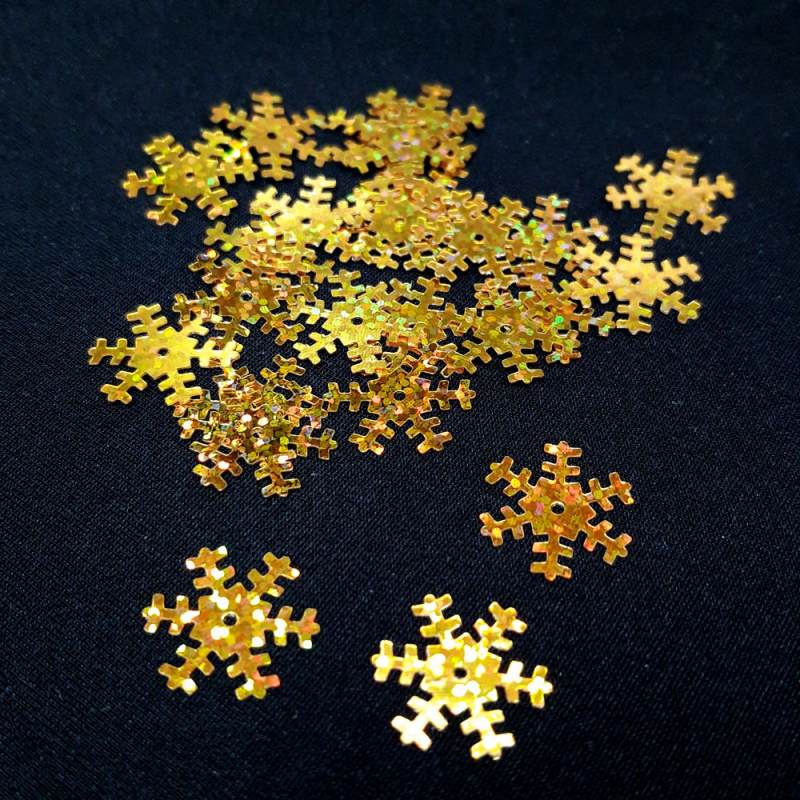 картинка Пайетки "Снежинки" 18мм цв.золото от магазина Пряжа Макошь Ярославль