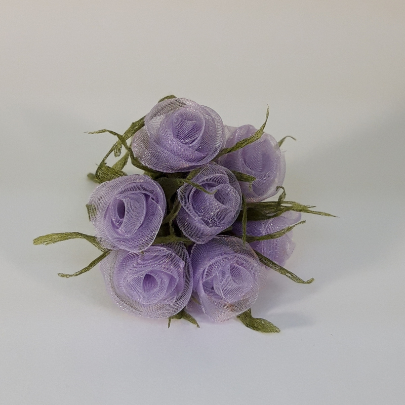 картинка Букетик 8-10см-розы из органзы-7шт. цв.сиреневый от магазина Пряжа Макошь Ярославль