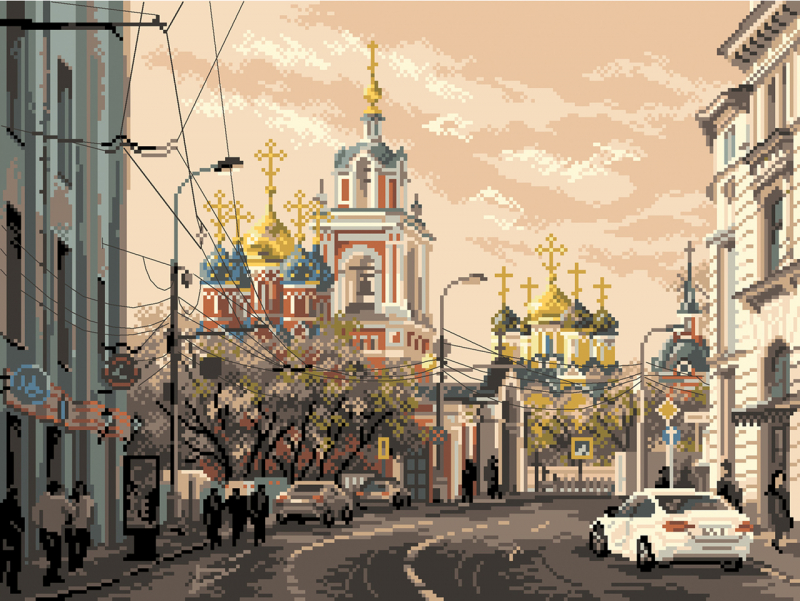 картинка Канва с нанесенным рисунком "Москва, ул. Варварка" 37х49см от магазина Пряжа Макошь Ярославль