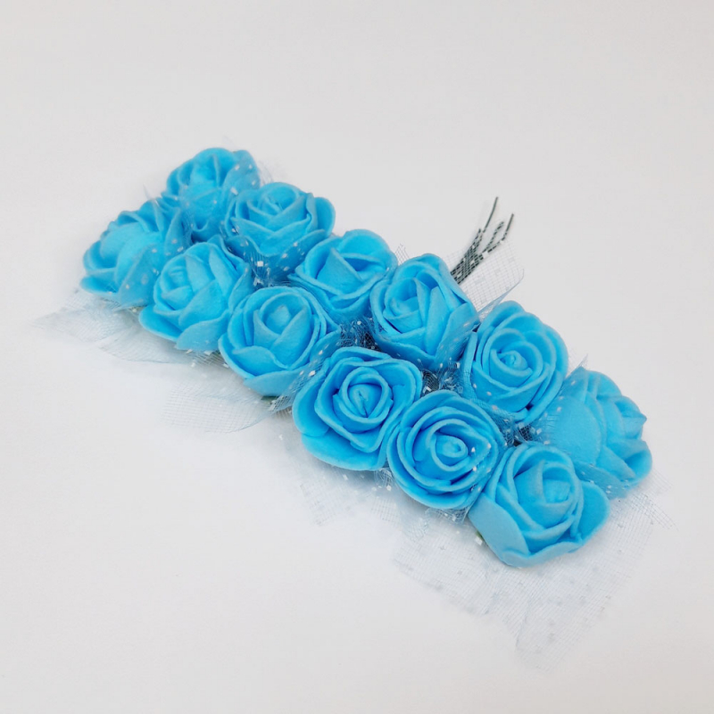 картинка Розы из фоамирана 2см-12шт. цв. голубой от магазина Пряжа Макошь Ярославль