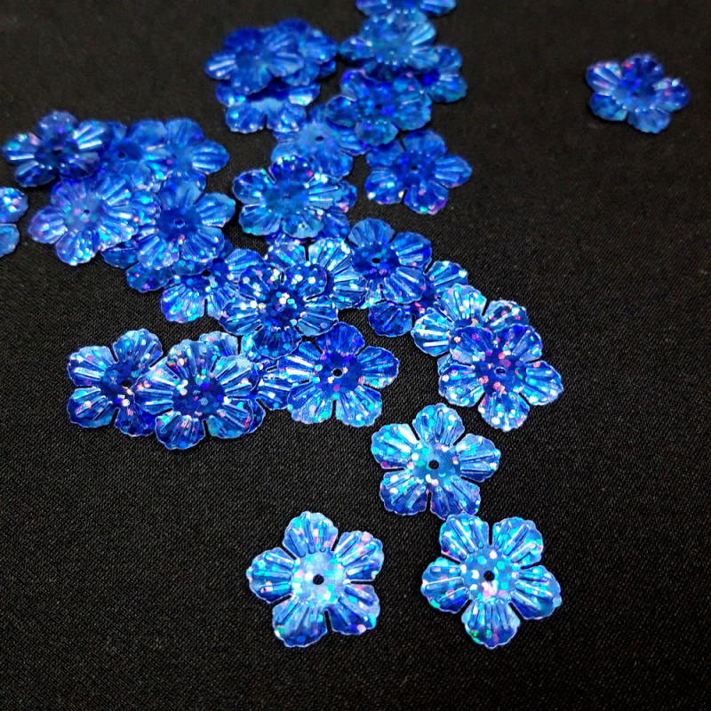 картинка Пайетки "Цветочки" 18мм цв.синий от магазина Пряжа Макошь Ярославль