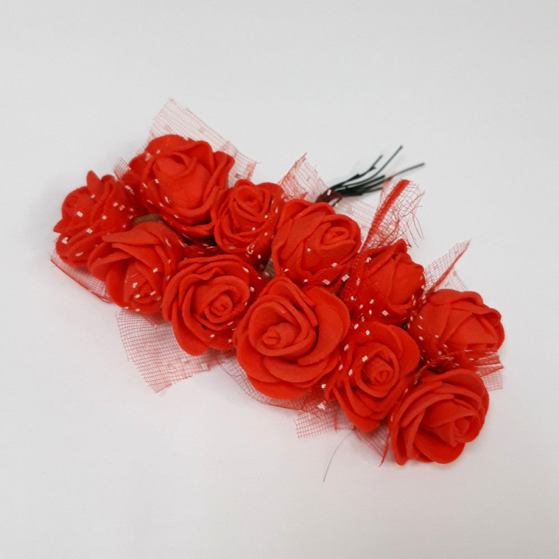 картинка Розы из фоамирана 2см-12шт. цв. красный от магазина Пряжа Макошь Ярославль