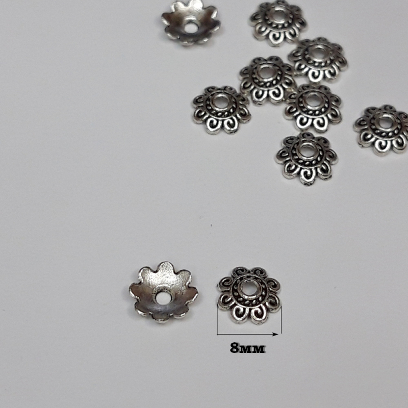 картинка Шапочки для бусин 8х2мм-10шт цв.серебро, отверстие1мм от магазина Пряжа Макошь Ярославль